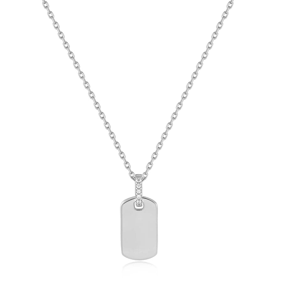 NKL Silver Glam Tag Pendant Necklace