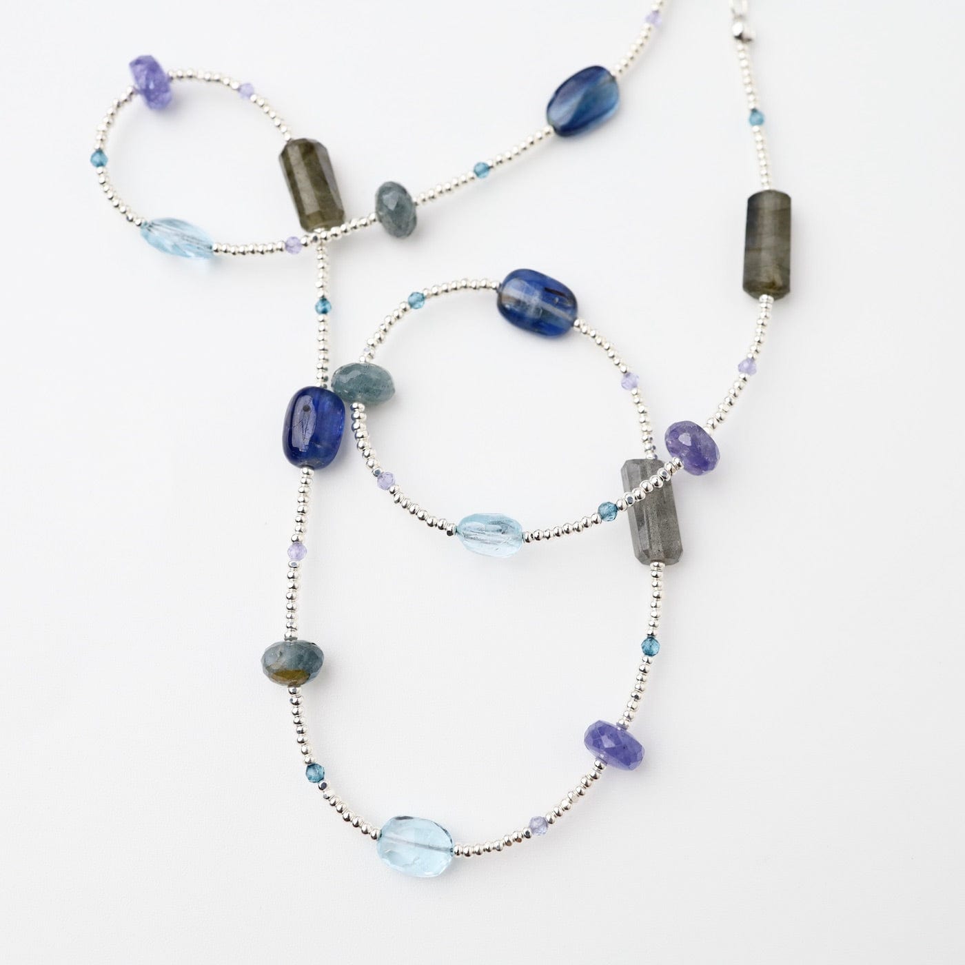 NKL Silver Glass, Labradorite, Kyanite Necklace