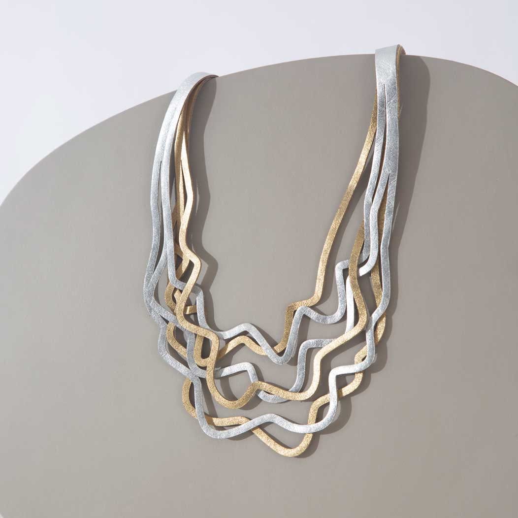 NKL Silver Gold Curves Duo Necklace