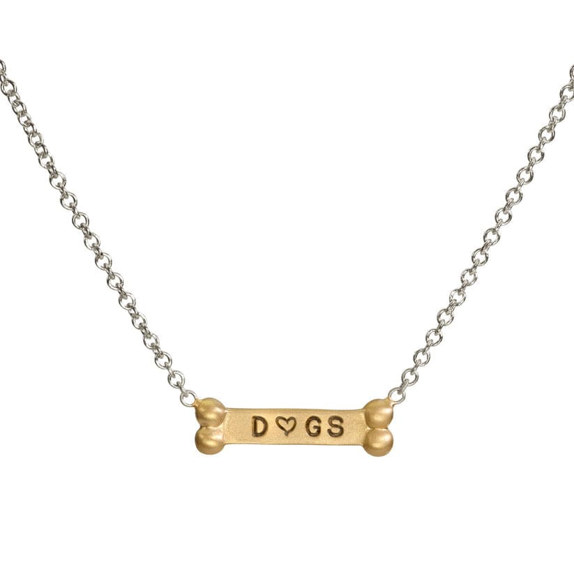 Gold dog 2024 bone necklace