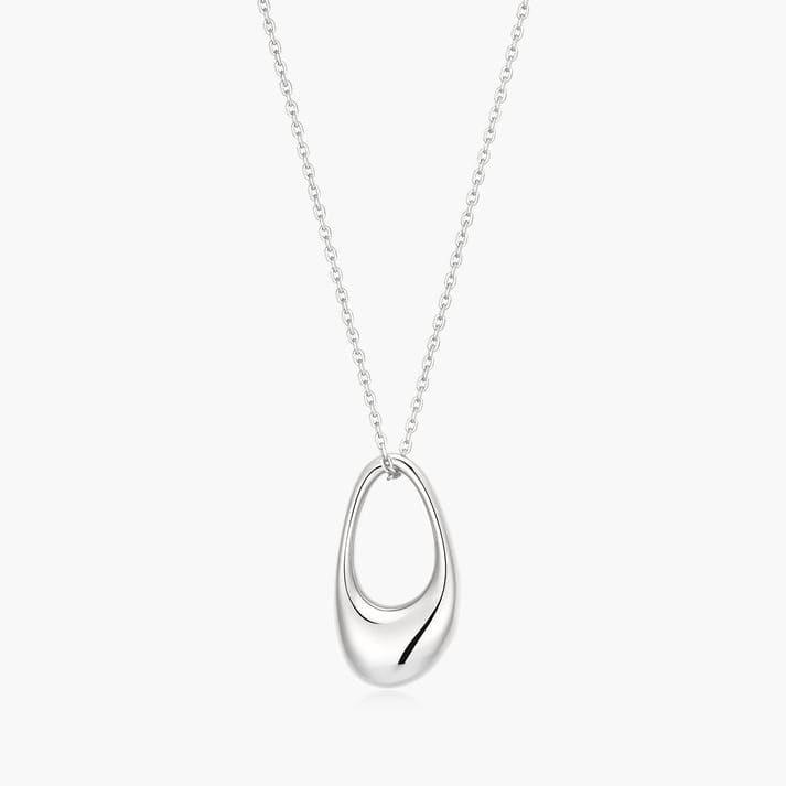NKL Silver Hollow Organic Pebble Necklace