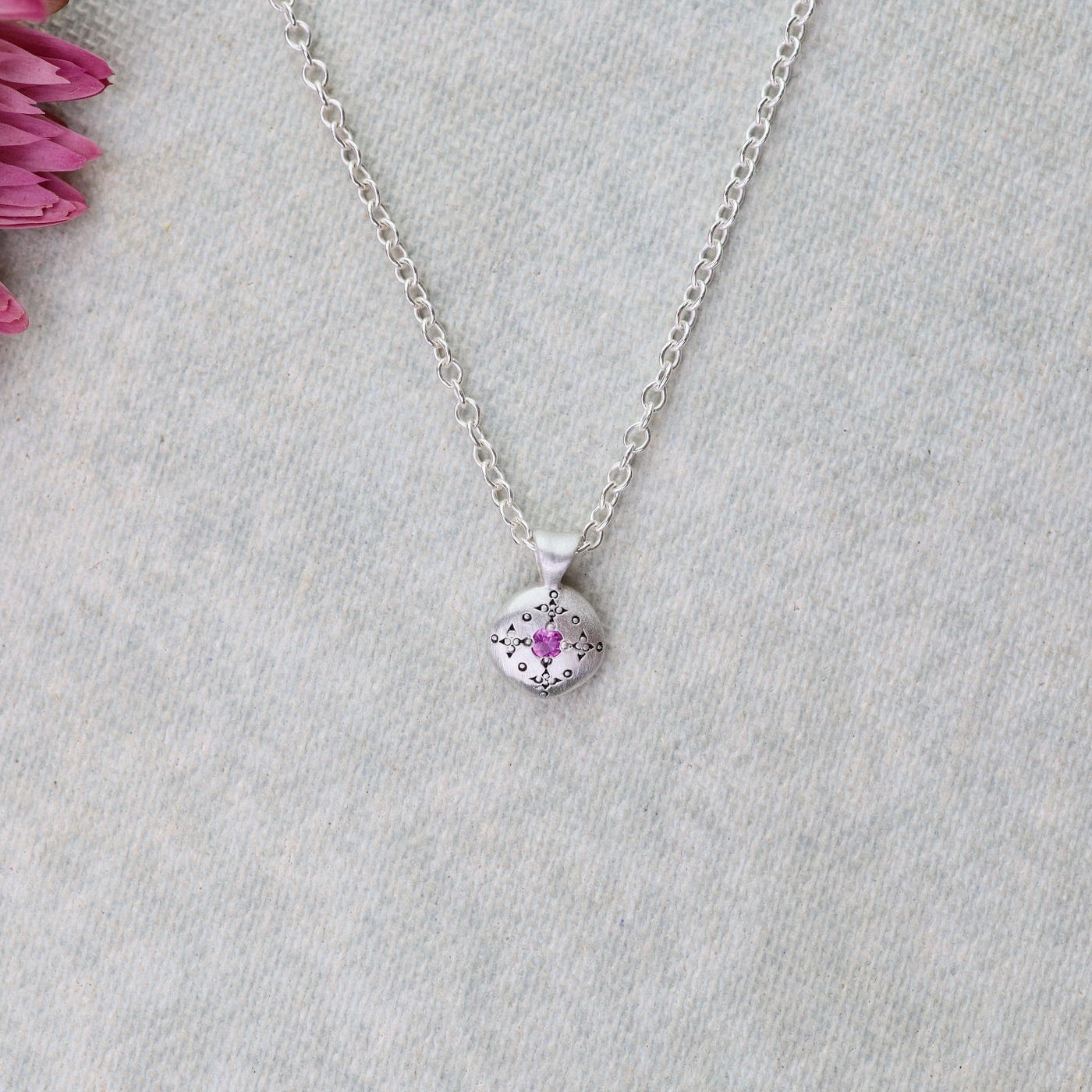 NKL Silver Lights Charm Pendant in Pink Sapphire