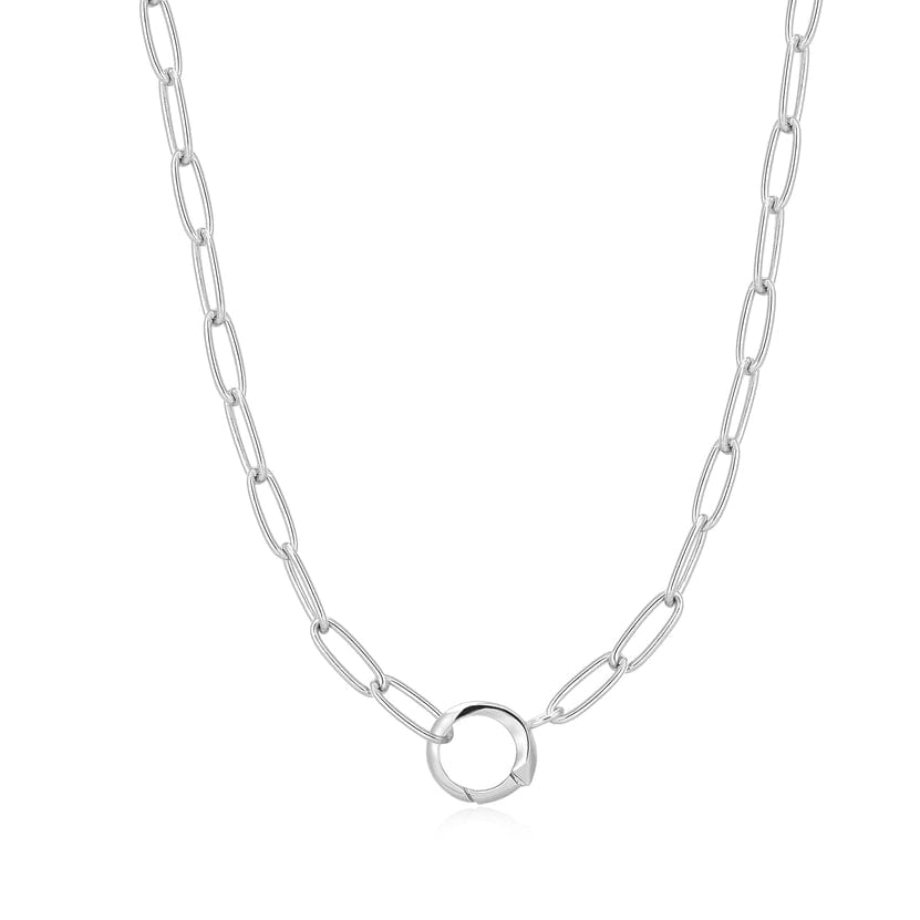 NKL Silver Link Charm Chain Connector Necklace