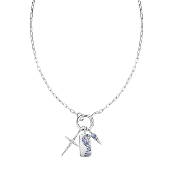 NKL Silver Link Charm Chain Necklace