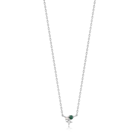 Load image into Gallery viewer, NKL Silver Malachite Star Necklace
