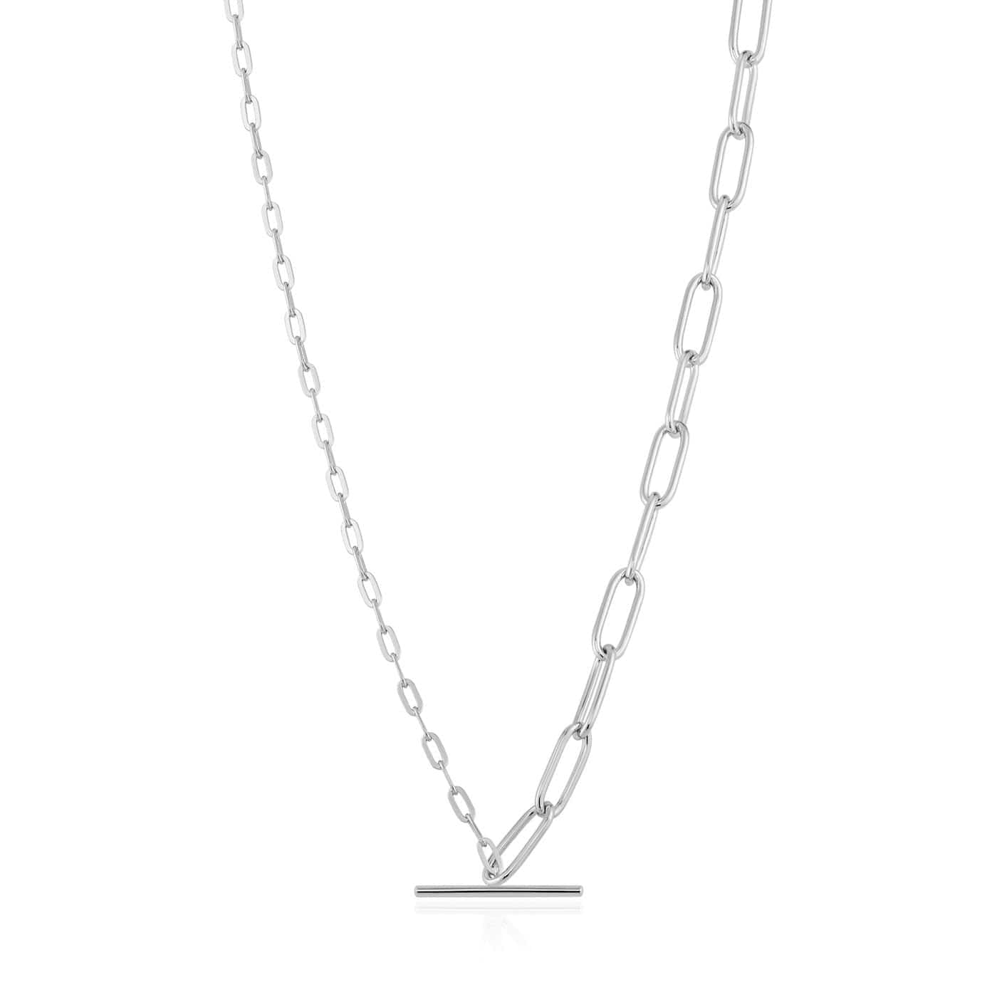 NKL Silver Mixed Link T-bar Necklace