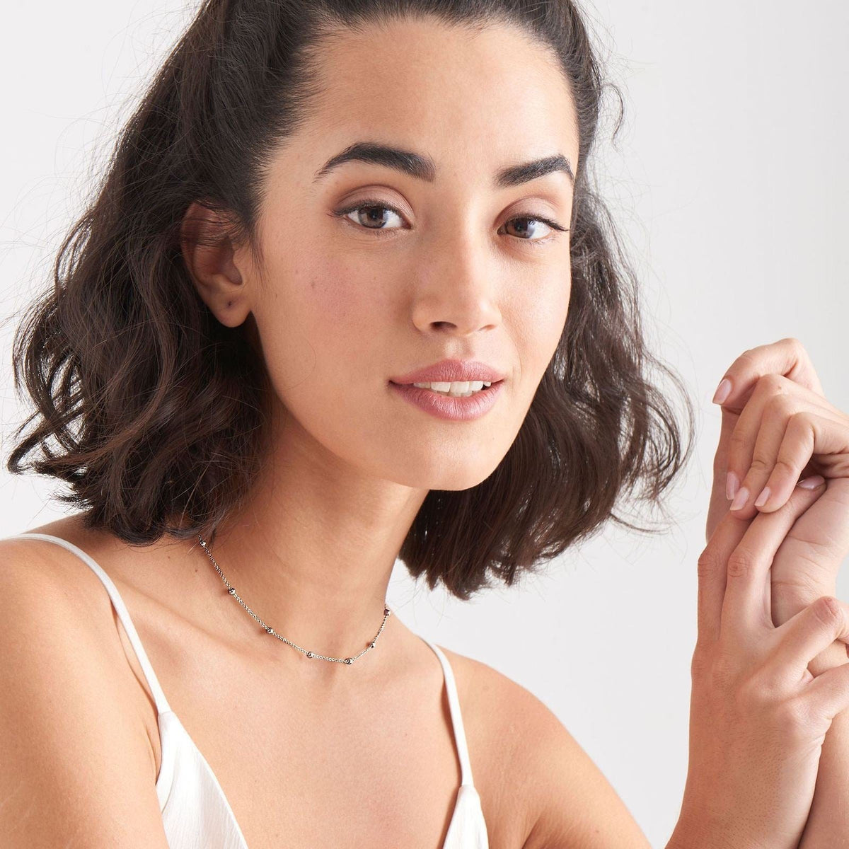 NKL Silver Modern Beaded Necklace