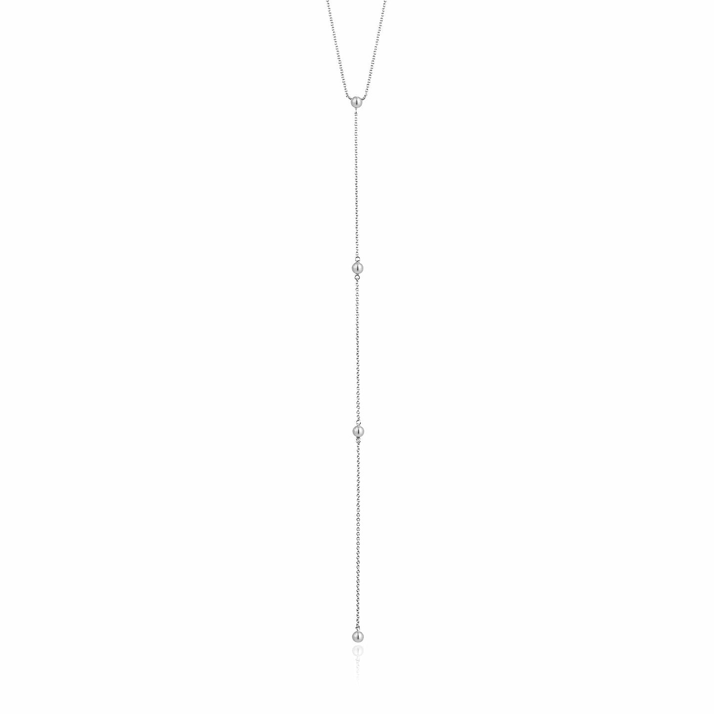 NKL Silver Modern Beaded Y Necklace