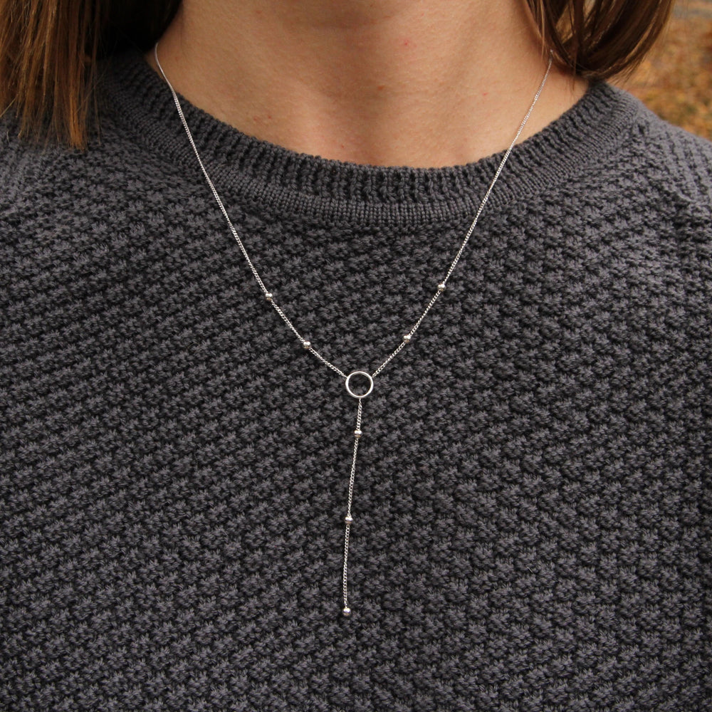 
                  
                    NKL Silver Modern Circle Y Necklace
                  
                