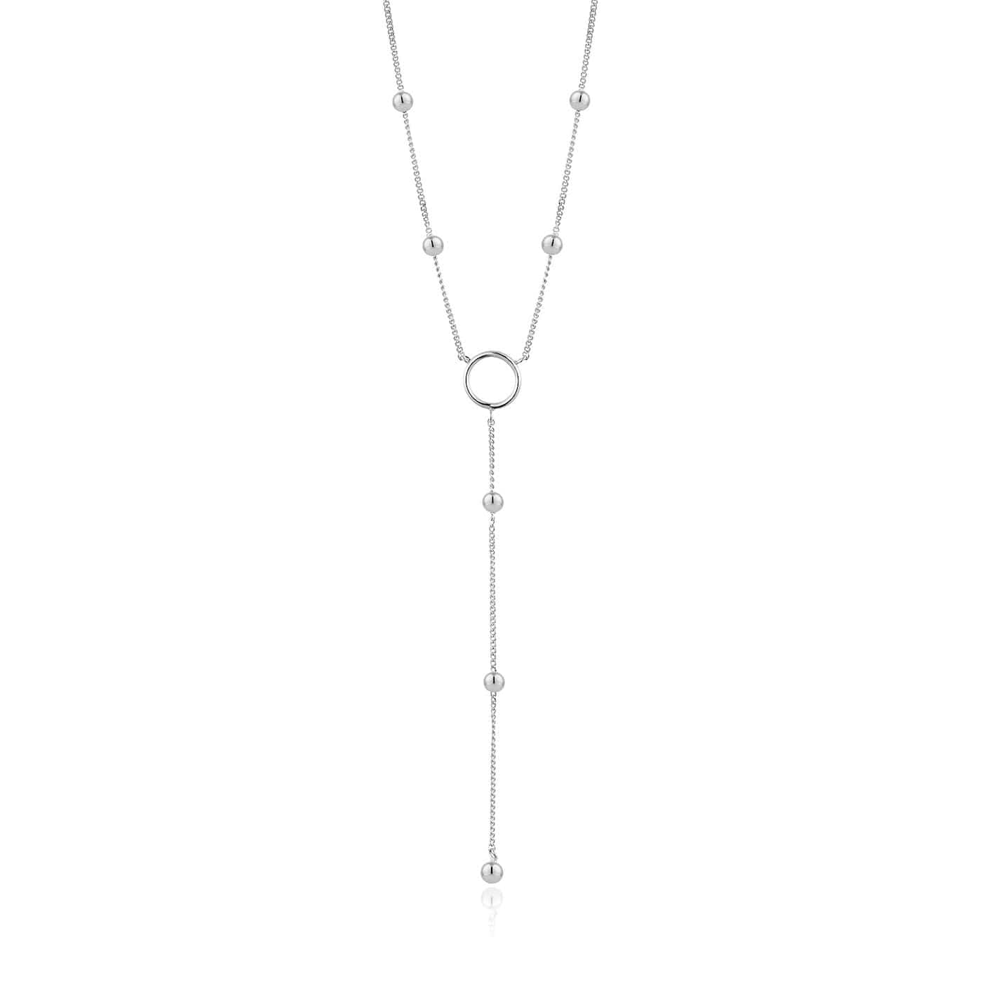 NKL Silver Modern Circle Y Necklace