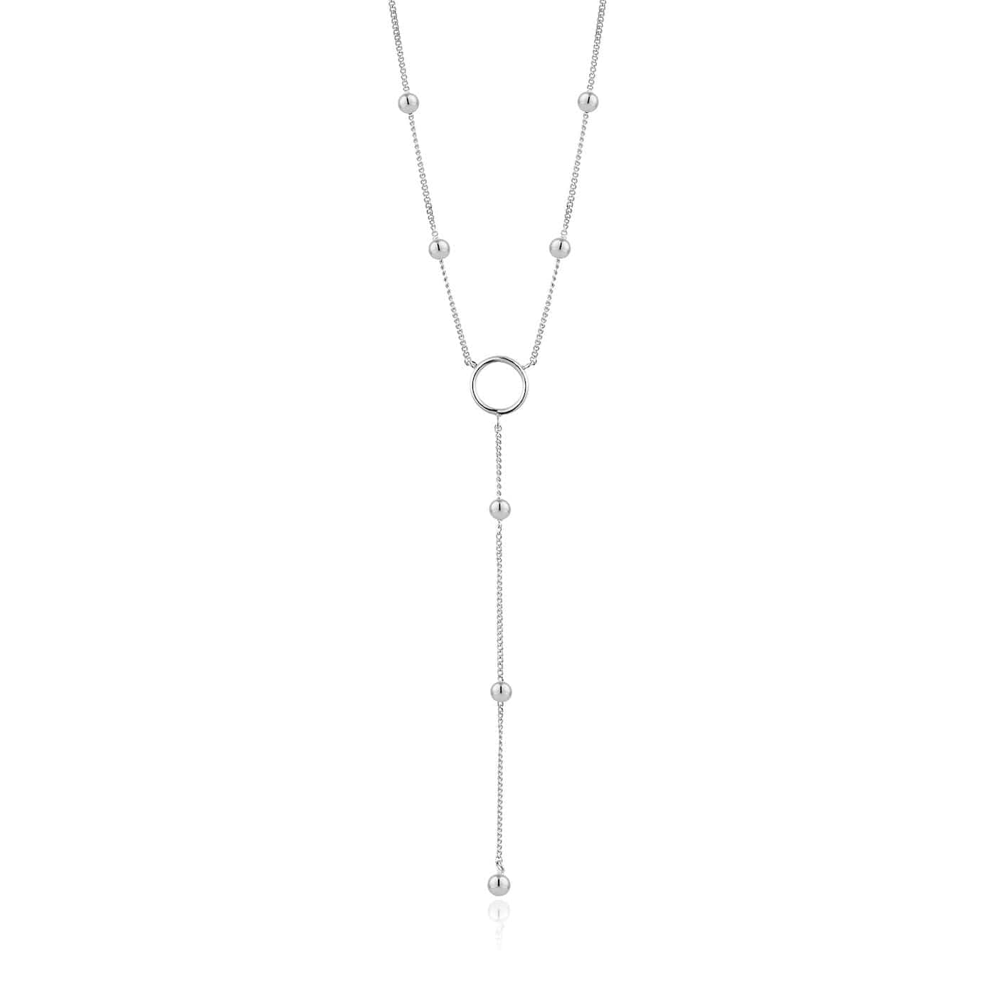 Load image into Gallery viewer, NKL Silver Modern Circle Y Necklace
