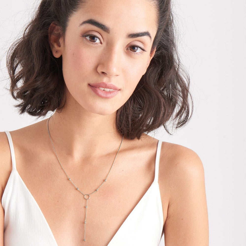 
                      
                        NKL Silver Modern Circle Y Necklace
                      
                    