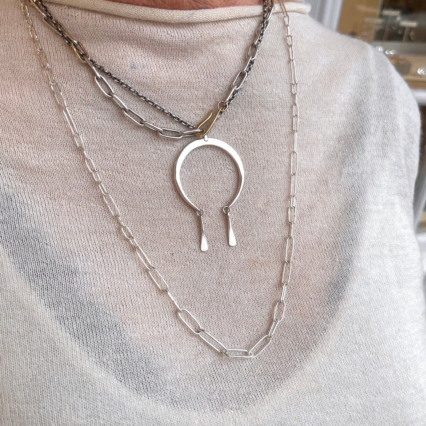 NKL Silver Moorings Handmade Graduated Links Necklace