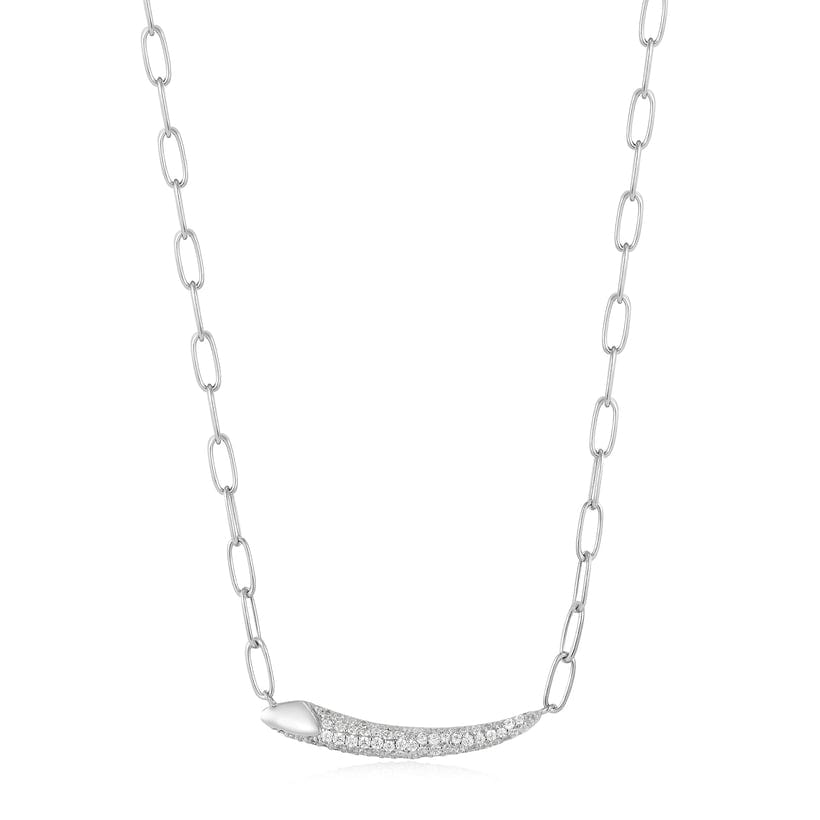 NKL Silver Pavé Bar Chain Necklace