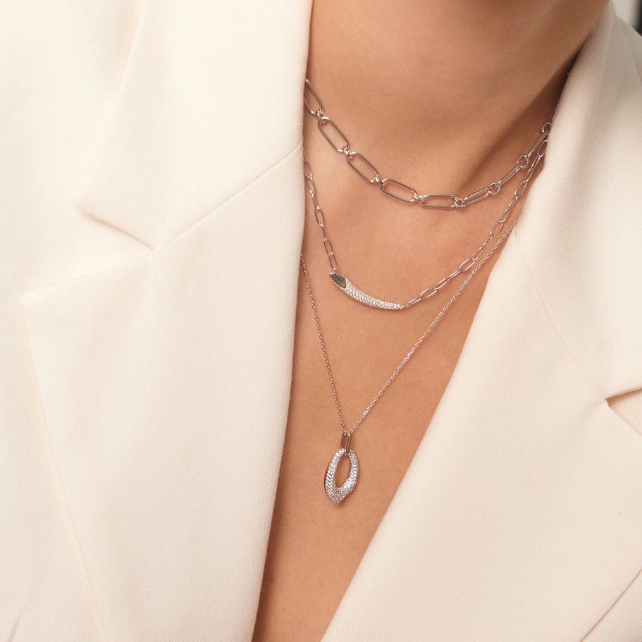 
                      
                        NKL Silver Pavé Bar Chain Necklace
                      
                    