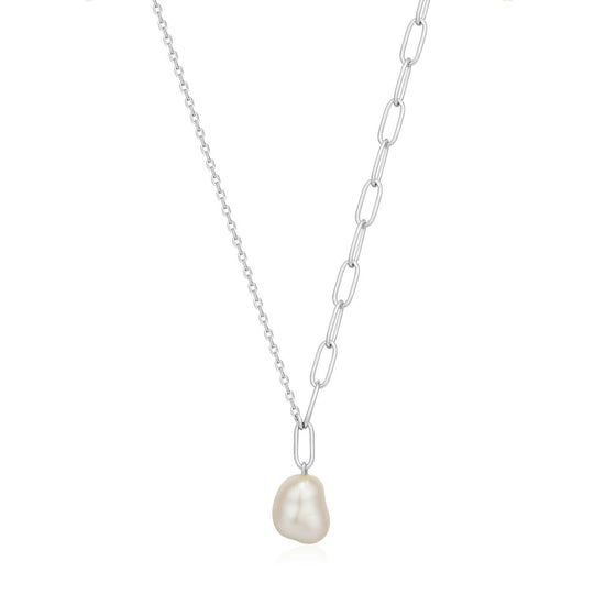 NKL Silver Pearl Chunky Necklace