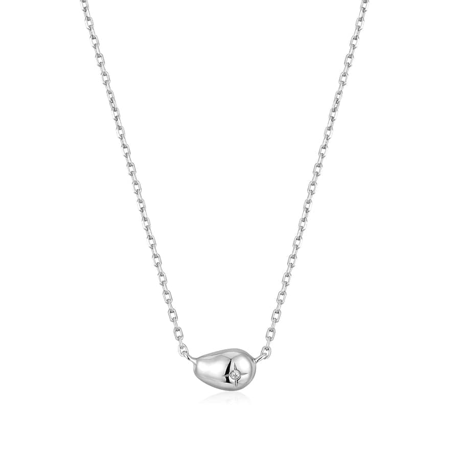 NKL Silver Pebble Sparkle Necklace