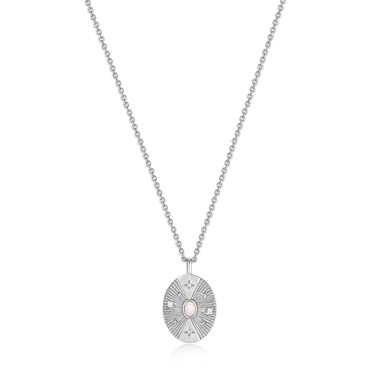 NKL Silver Scattered Stars Kyoto Opal Disc Necklace