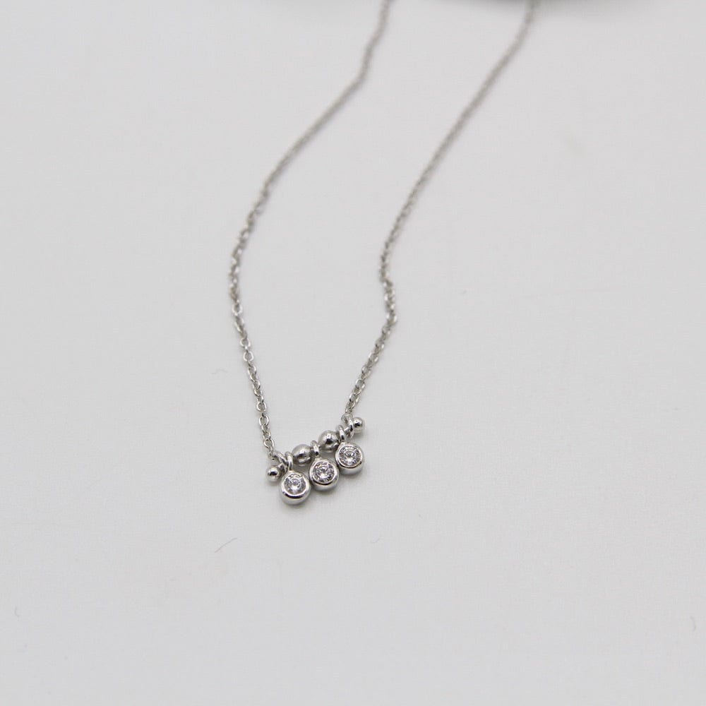 Load image into Gallery viewer, NKL Silver Shimmer Triple Stud Necklace
