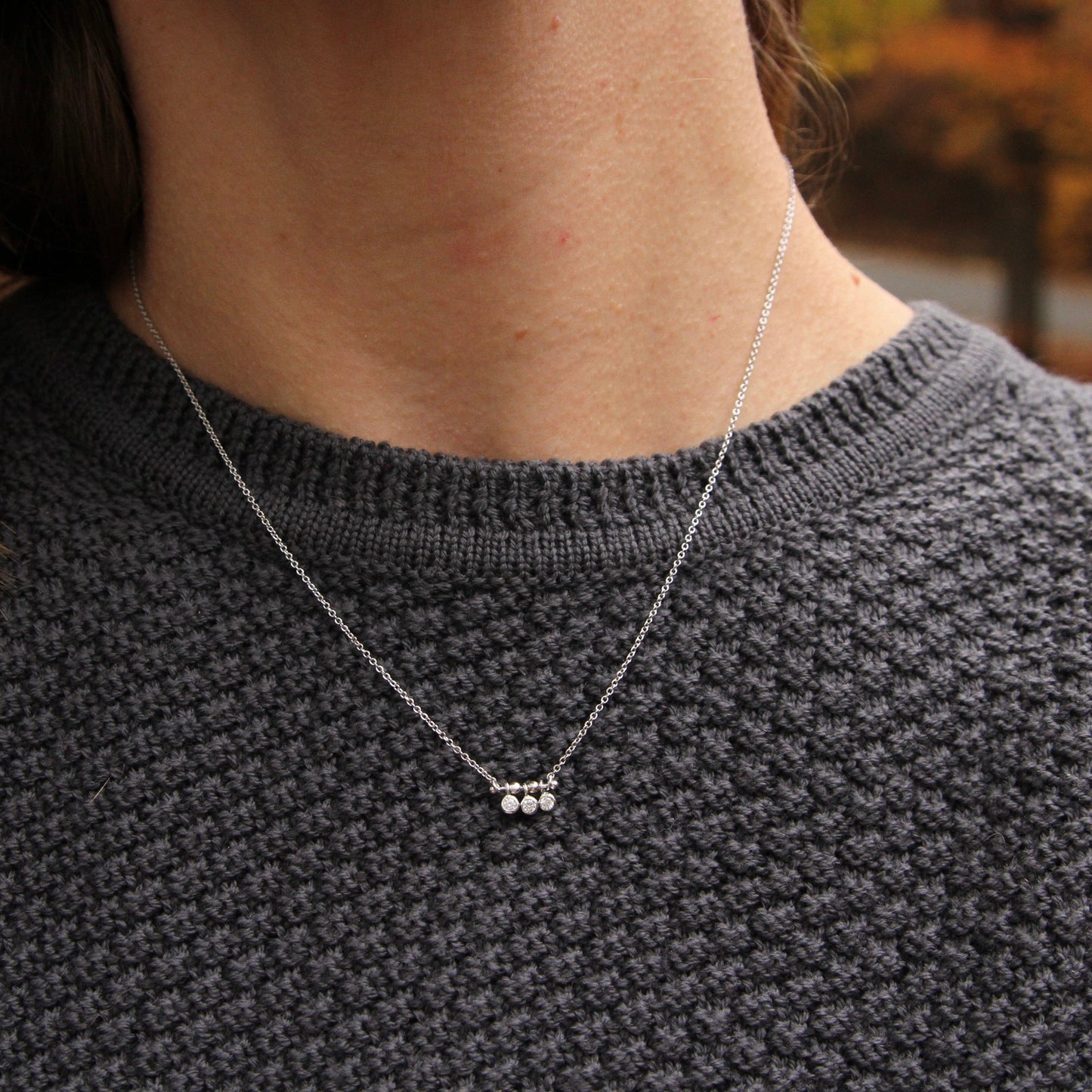 NKL Silver Shimmer Triple Stud Necklace