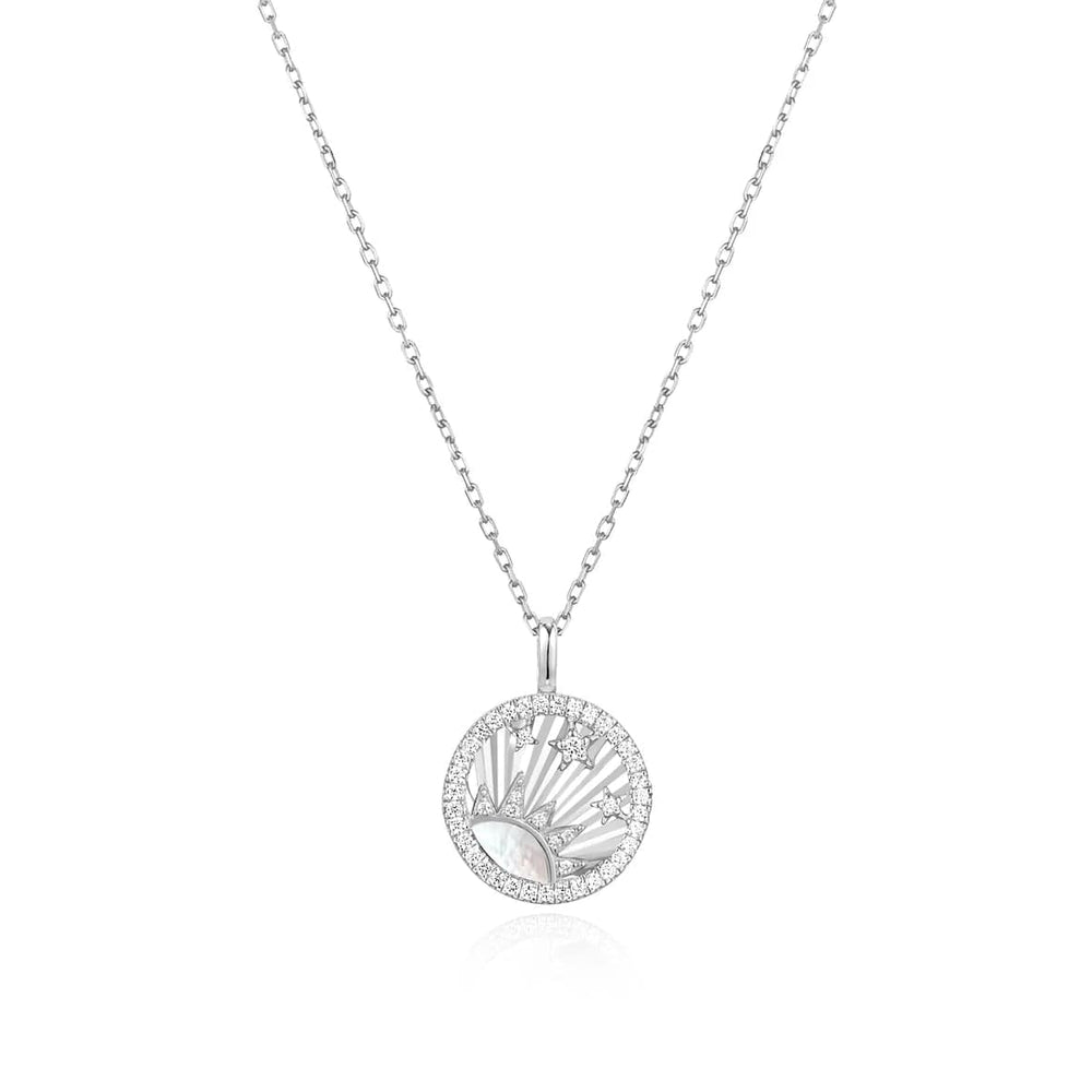 NKL Silver Shiny Sun Star Necklace