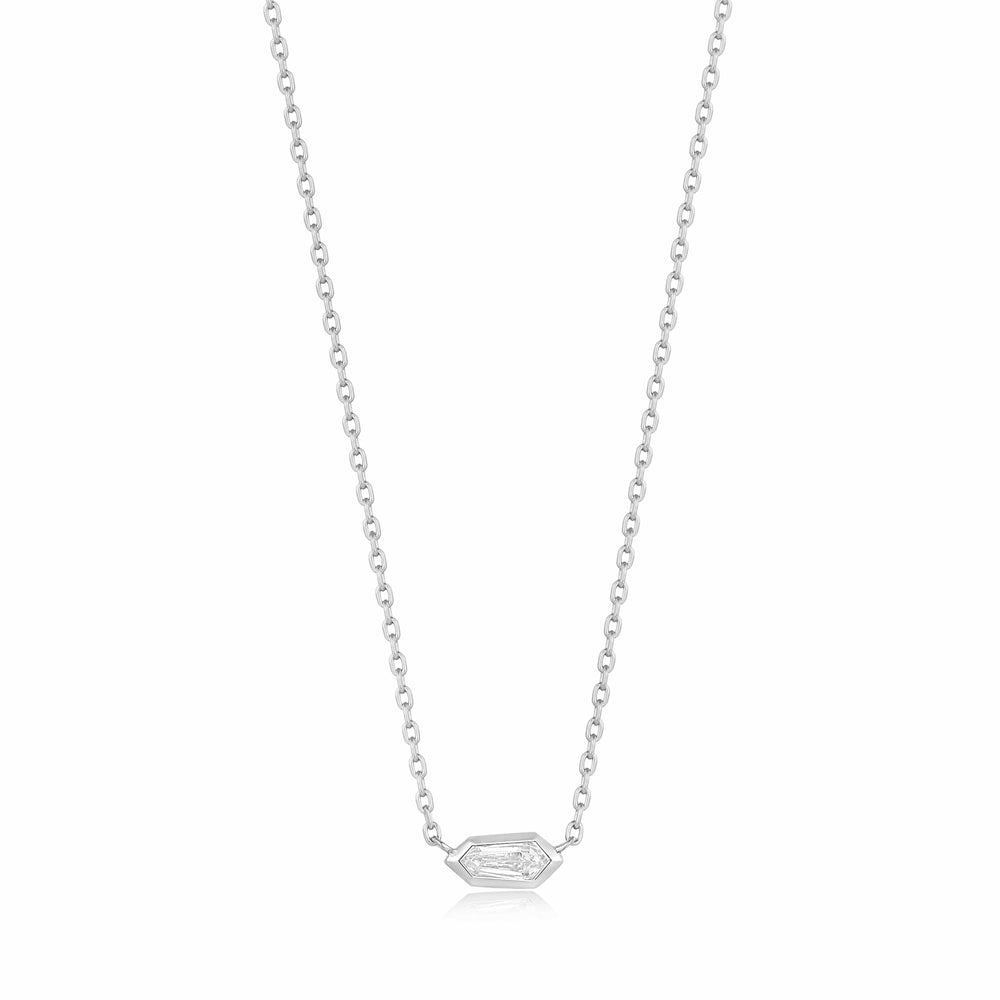 NKL Silver Sparkle Emblem Chain Necklace