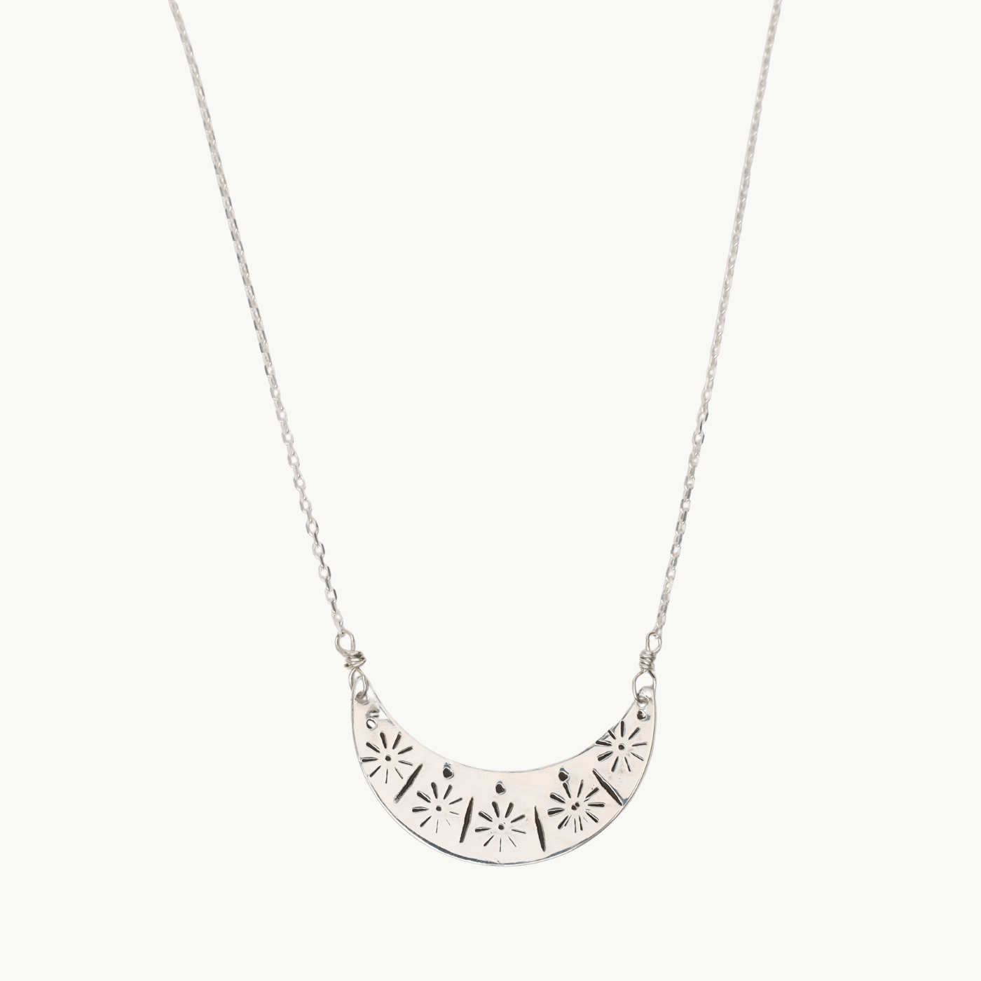 NKL Silver Stamped Arc Necklace