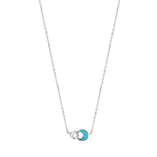 NKL Silver Tidal Turquoise Crescent Link Necklace