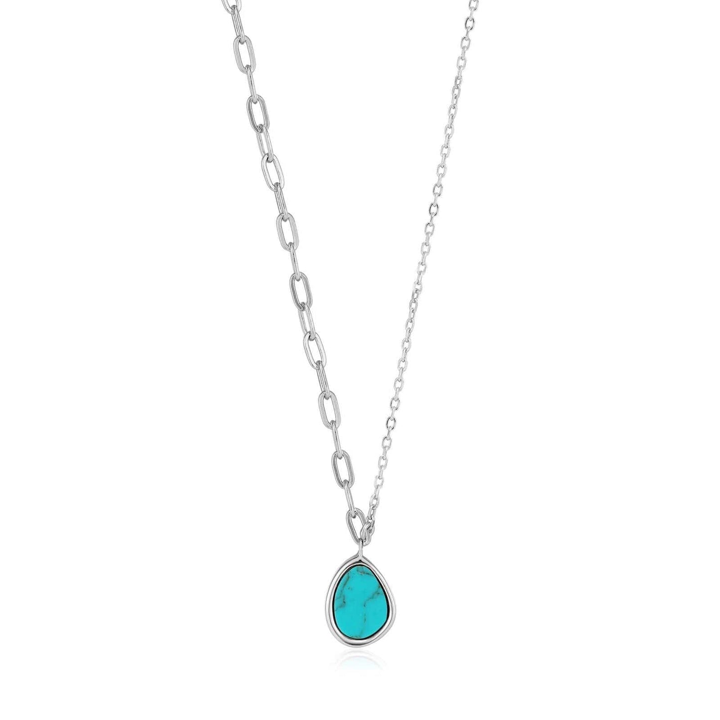 NKL Silver Tidal Turquoise Mixed Link Necklace
