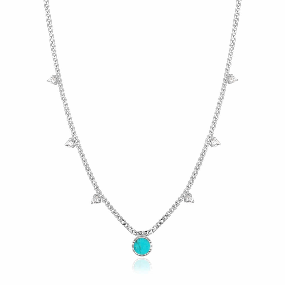 
                      
                        NKL Silver Turquoise Drop Disc Necklace
                      
                    