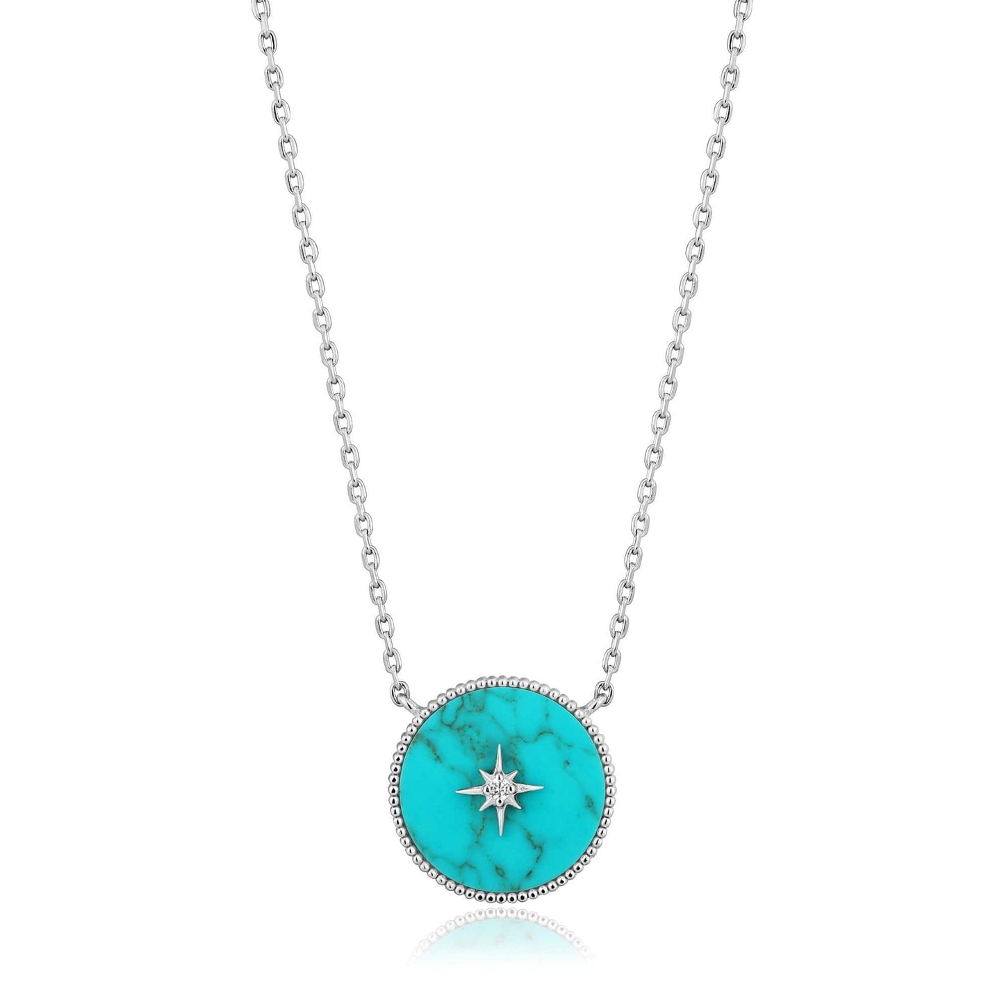 NKL Silver Turquoise Emblem Necklace