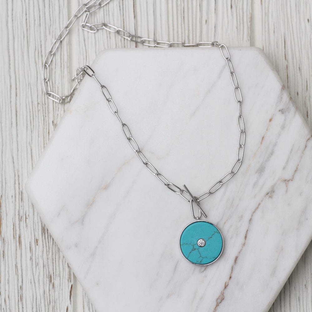 
                      
                        NKL Silver Turquoise T-bar Necklace
                      
                    