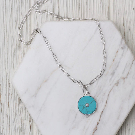 NKL Silver Turquoise T-bar Necklace