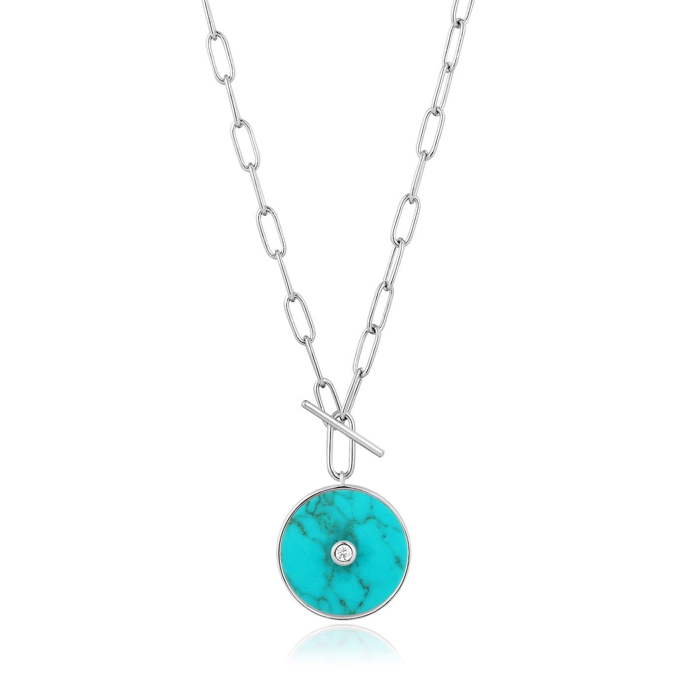 NKL Silver Turquoise T-bar Necklace