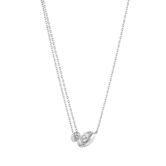 NKL Silver Twisted Wave Mini Pendant Necklace