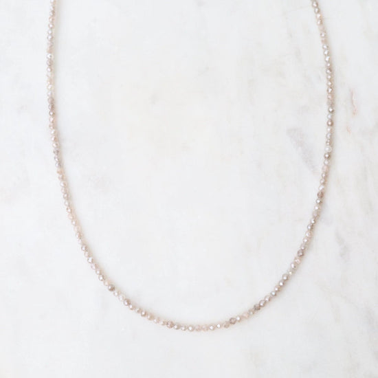 NKL Simple Stone Necklace - Coated Pink Moonstone