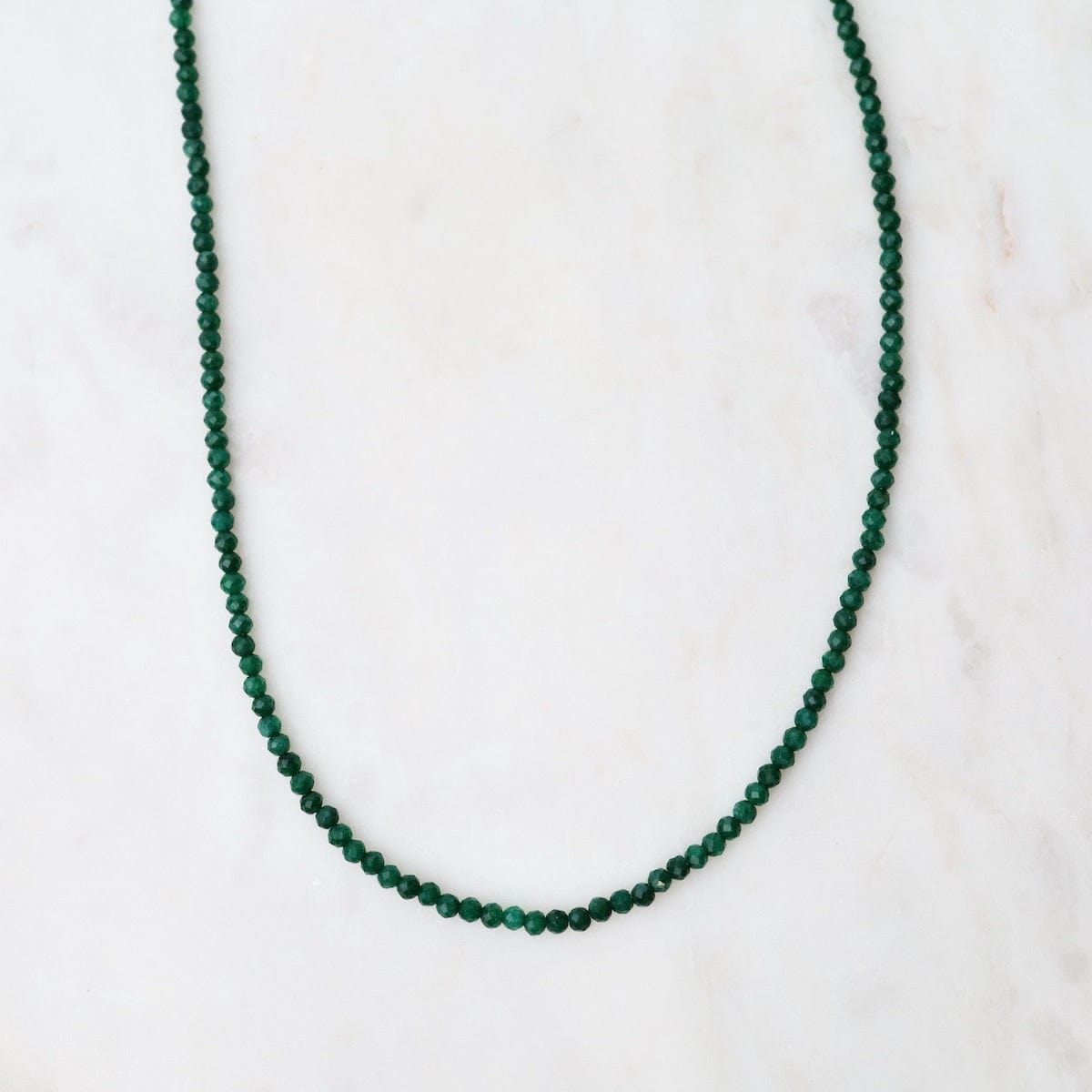 Courtly Dark Green Jade Beads Necklace