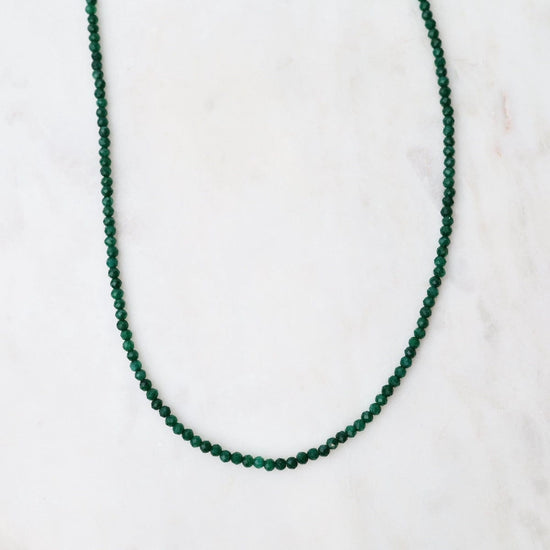 NKL Simple Stone Necklace - Dark Green Agate