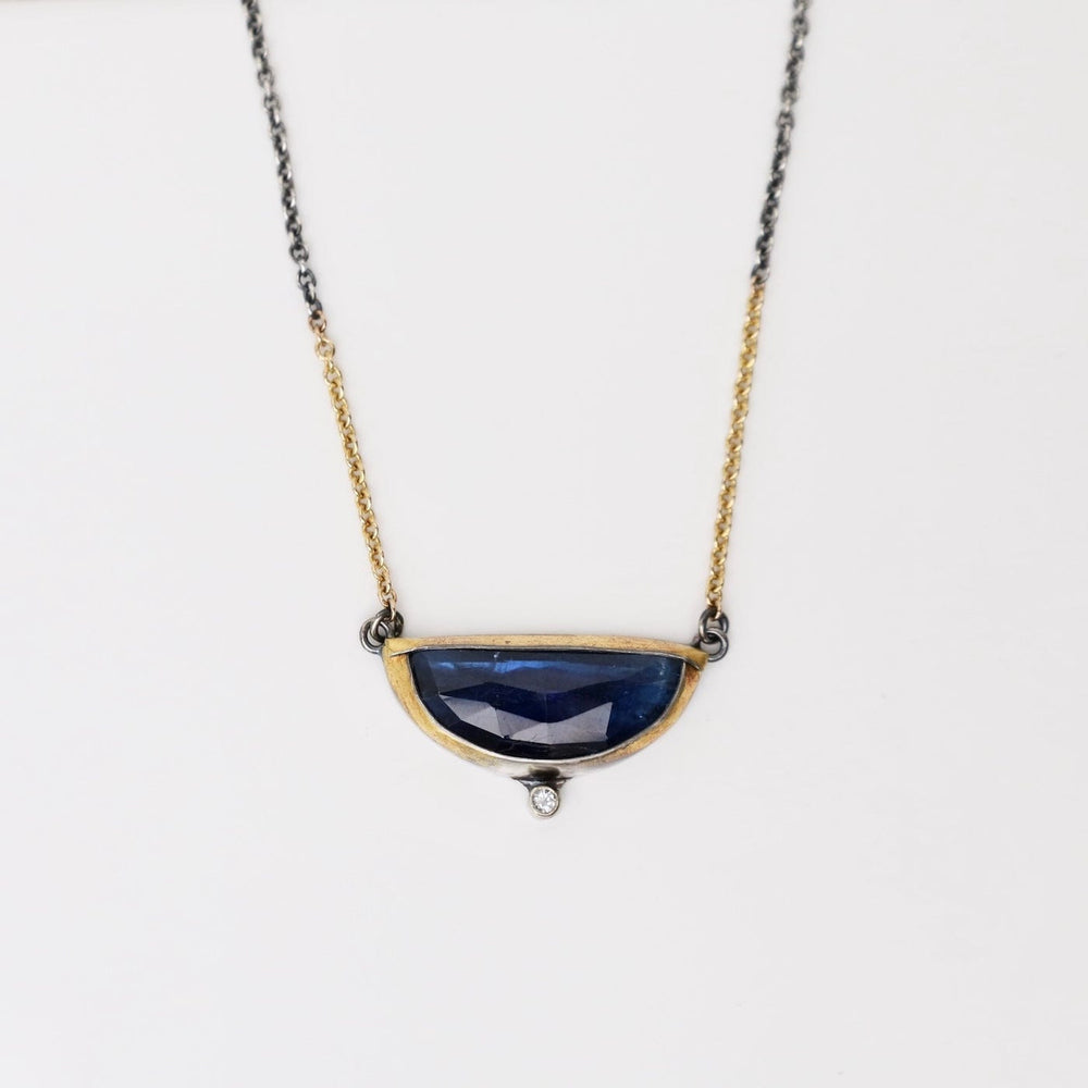 NKL Small Crescent Fold Necklace with Blue Kyanite & W