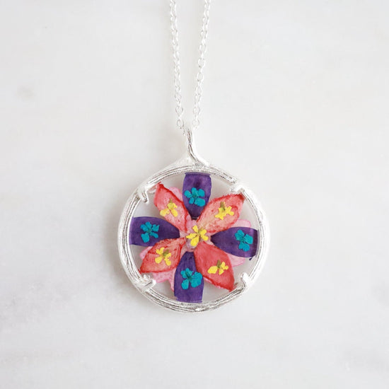 NKL Small Flower Mandala Necklace - Recycled Sterling Silver
