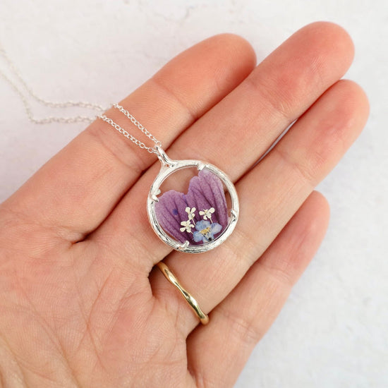 NKL Small Glass Botanical Necklace - Recycled Sterling