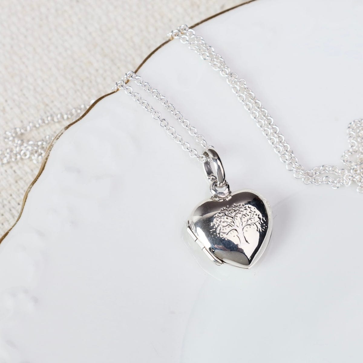 NKL Small Heart with Etched Tree of Life Locket Necklace