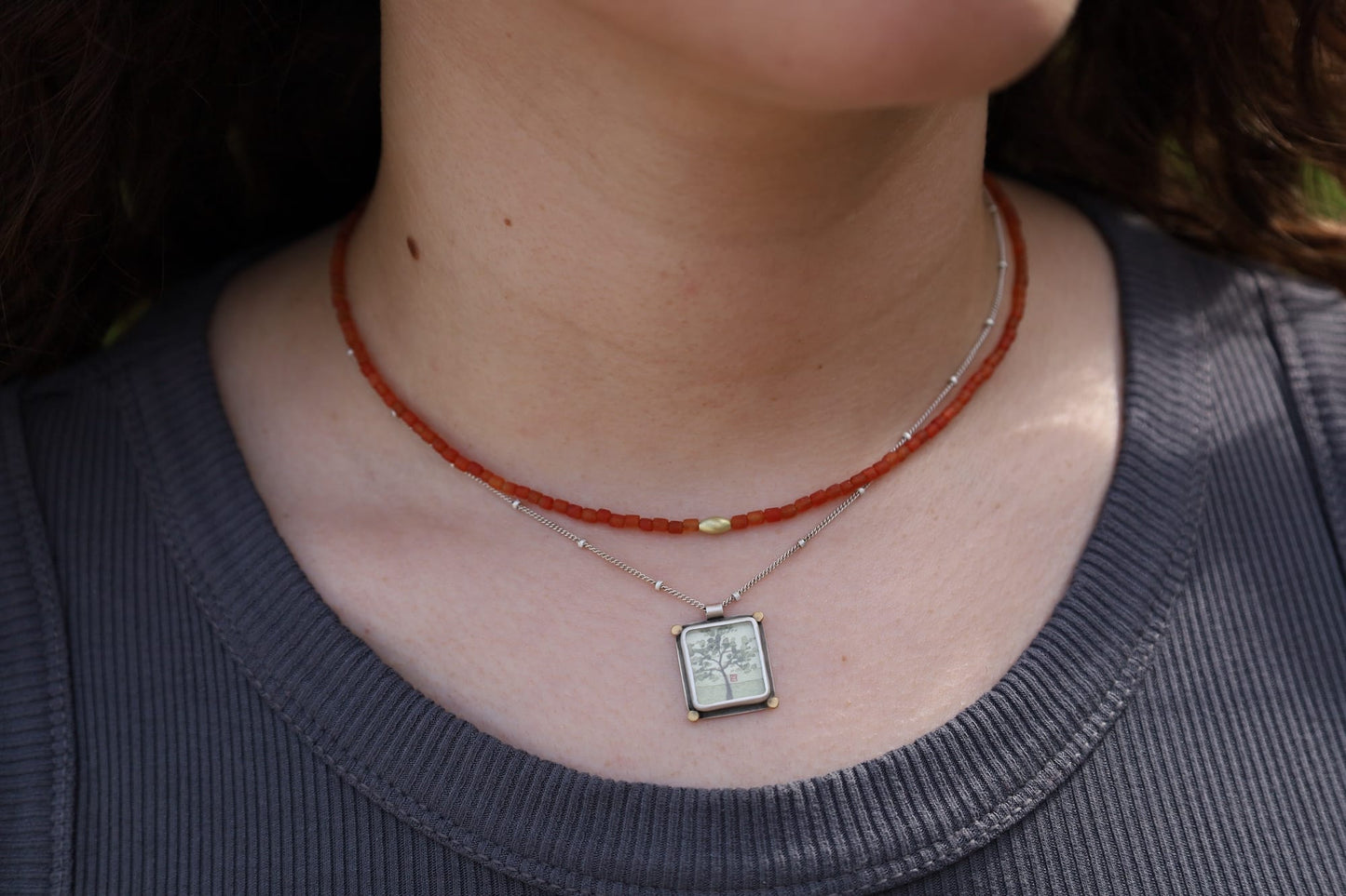 NKL Small Rectangle Spring Maple Necklace