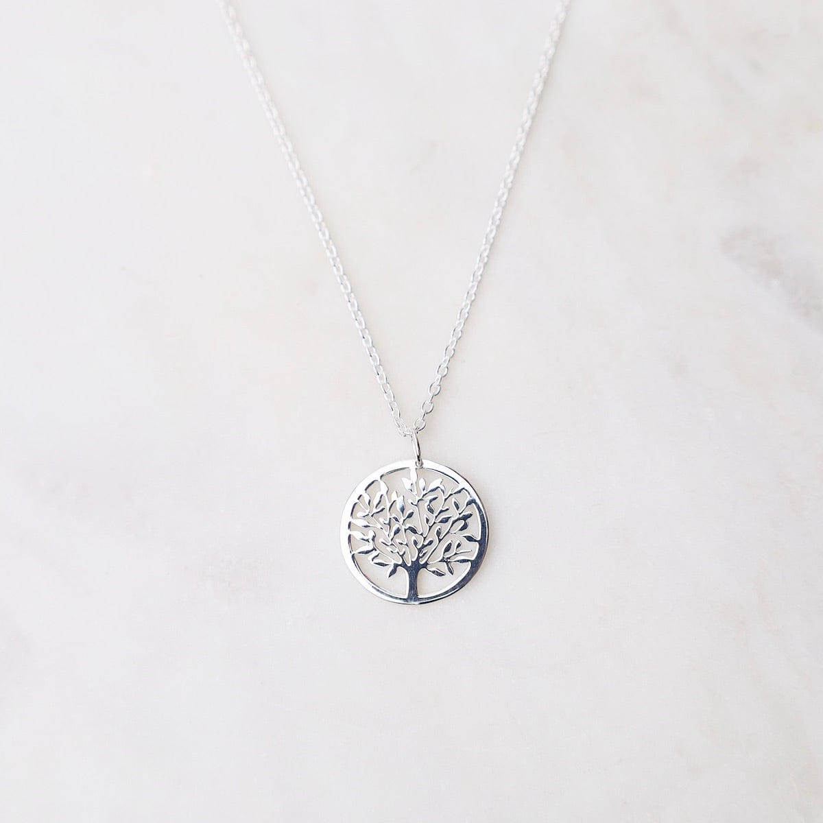 NKL Small Tree of Life in Circle Necklace – Sterling Silver