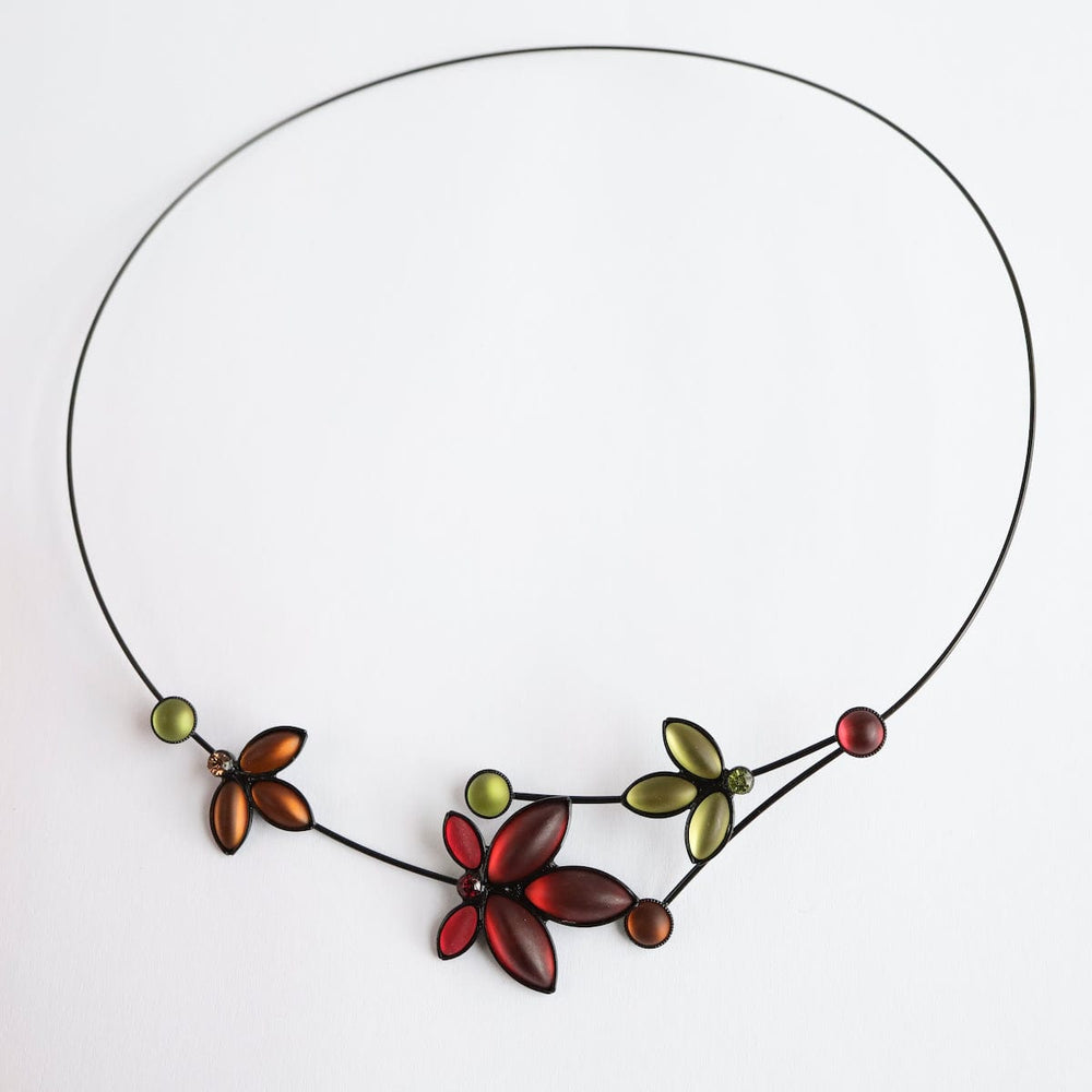 
                  
                    NKL Small Triple Maple Leaf Choker  ~ Iridescent Red
                  
                