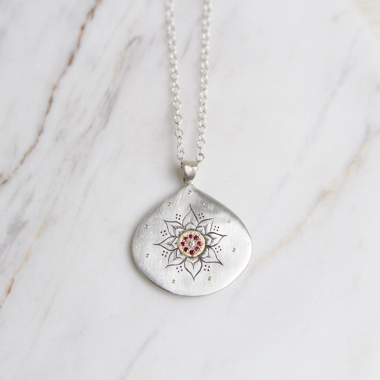 Load image into Gallery viewer, NKL Soleil Pendant with Ruby Circle
