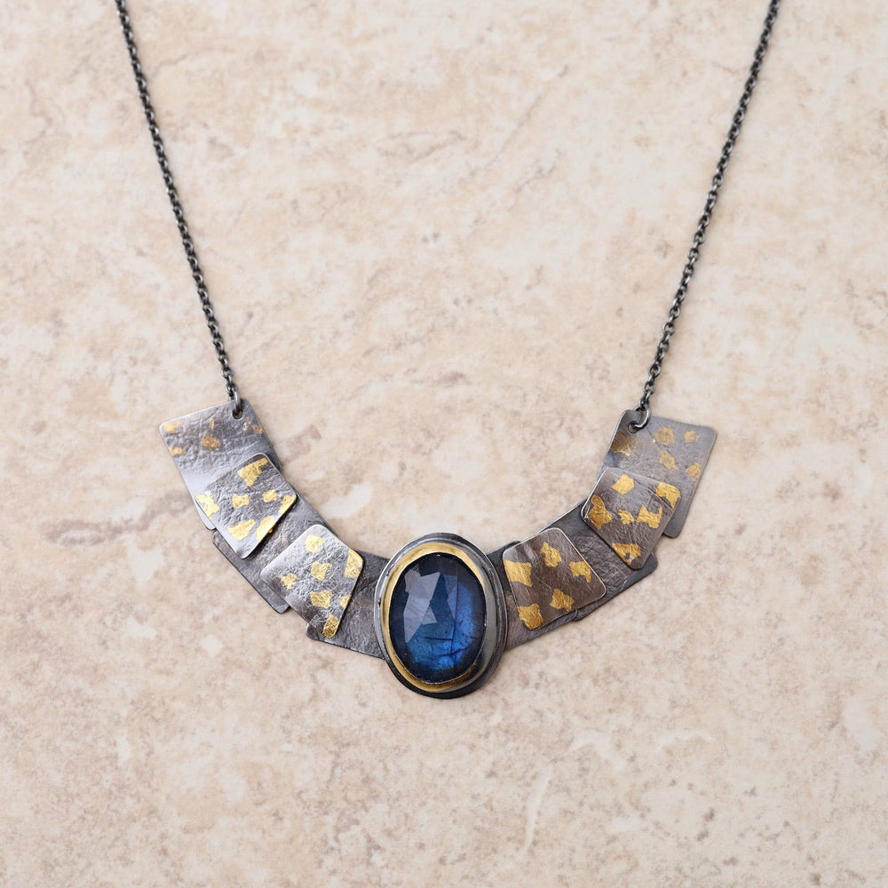 NKL Speckled Pivot Drop Necklace with Labradorite