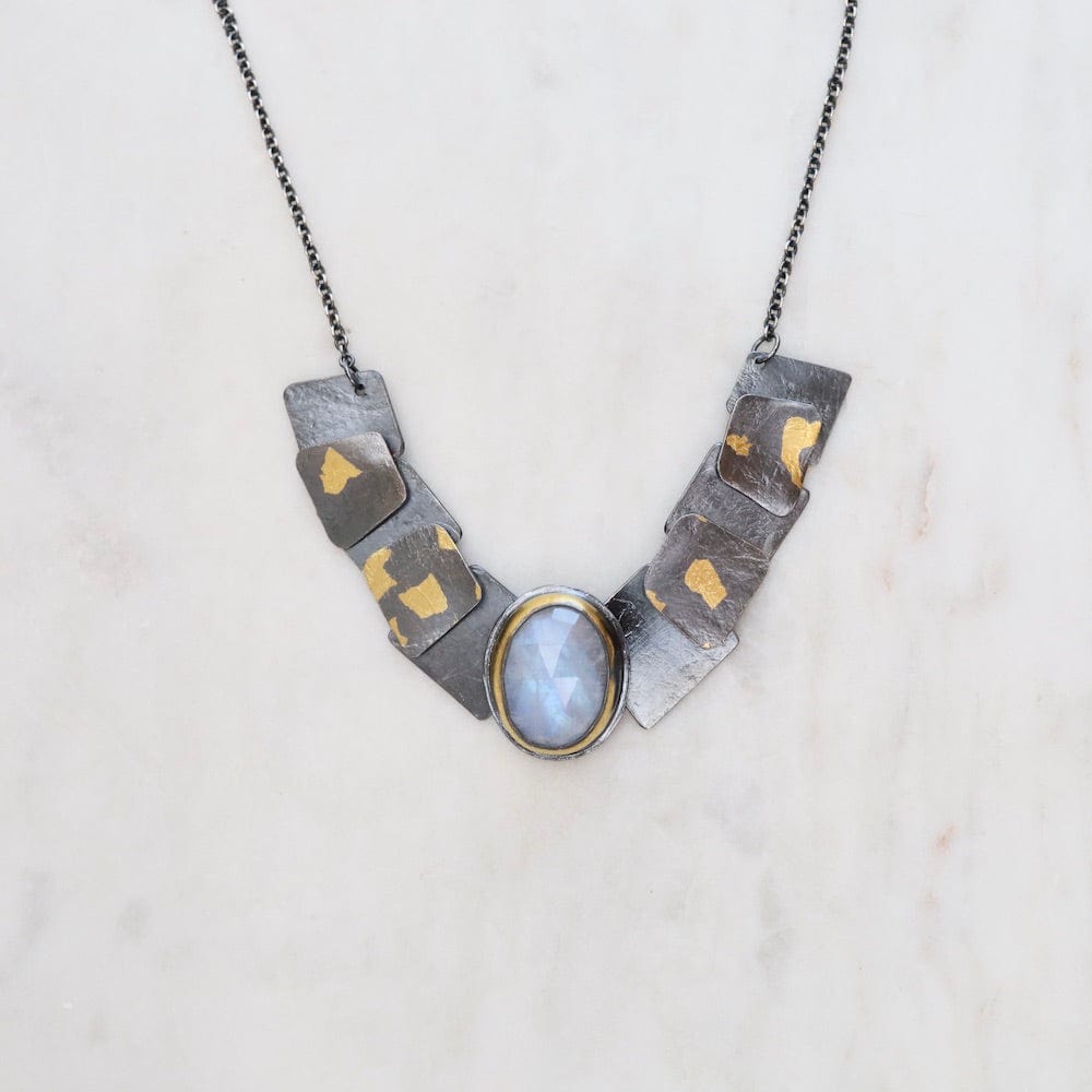 NKL Speckled Pivot Drop Necklace with Moonstone