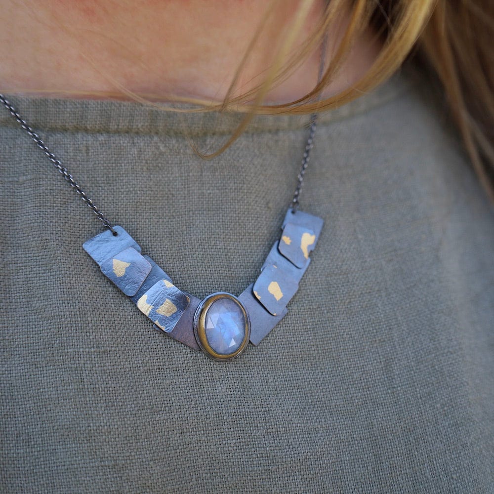 NKL Speckled Pivot Drop Necklace with Moonstone