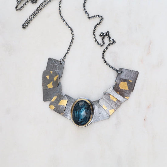 NKL Speckled Pivot Drop Necklace with Teal Kyanite